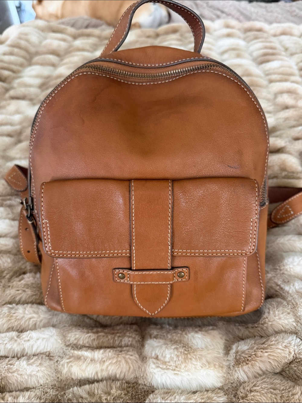 Frye Cognac Brown Leather Mini Backpack